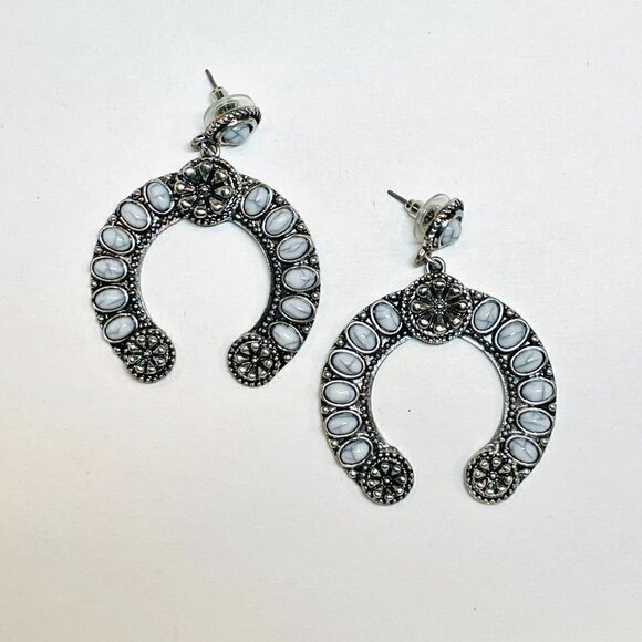 Western Boho Style Silver Concho Naja Earrings #880 - Picture 6 of 11